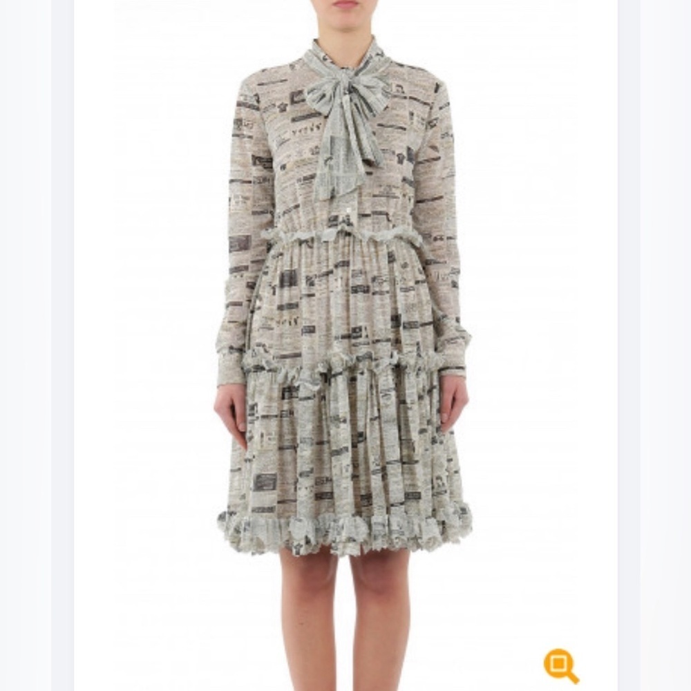 Moschino Women's dress tulle News Print white midi dress